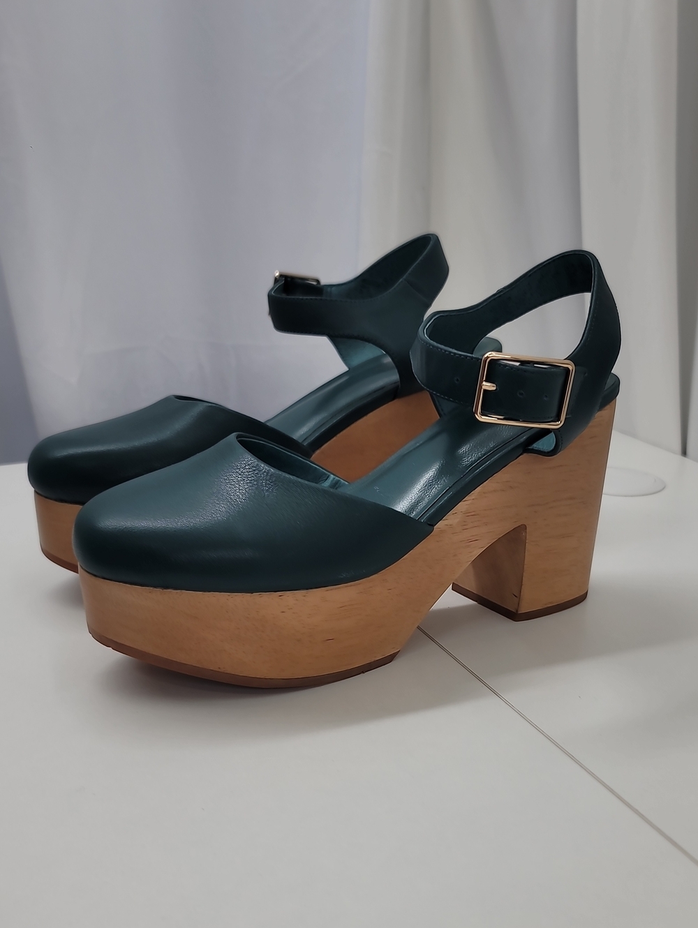 Charlotte Stone Maud Teal Platform Maryjane Clog Size 9